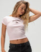 RSQ Womens California Embroidered Cherries Baby Tee image number 1