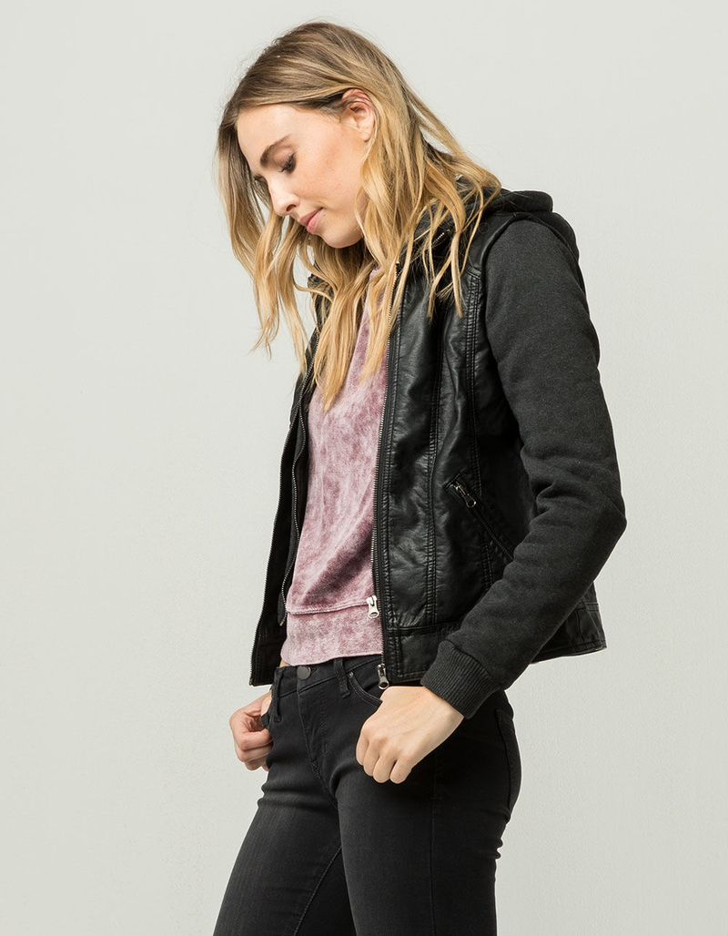 WHITE FAWN Layered Womens Faux Leather Jacket image number 1