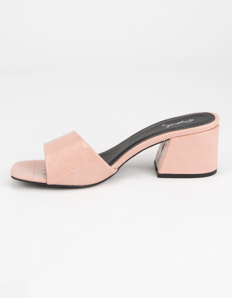 QUPID Crocodile Womens Blush Block Heels image number 2