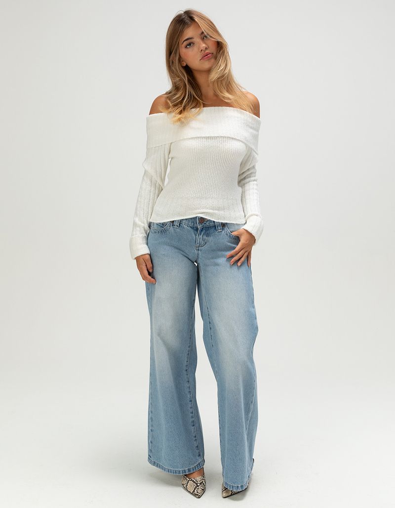 MADDEN GIRL Off The Shoulder Womens Sweater image number 1
