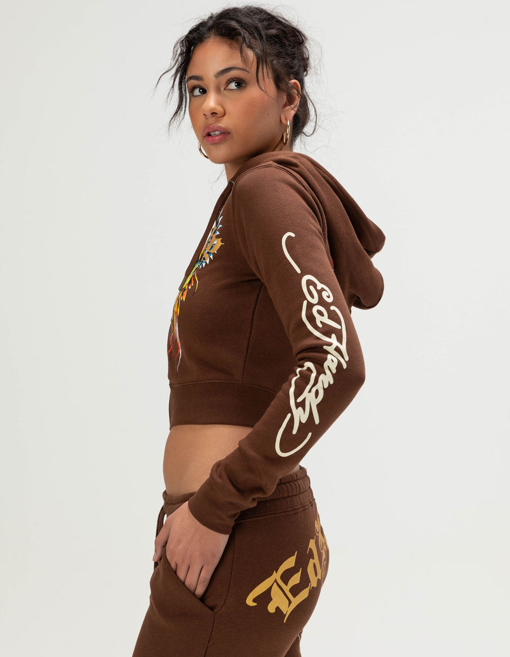 ED HARDY Phoenix Womens Zip-Up Hoodie - BROWN | Tillys