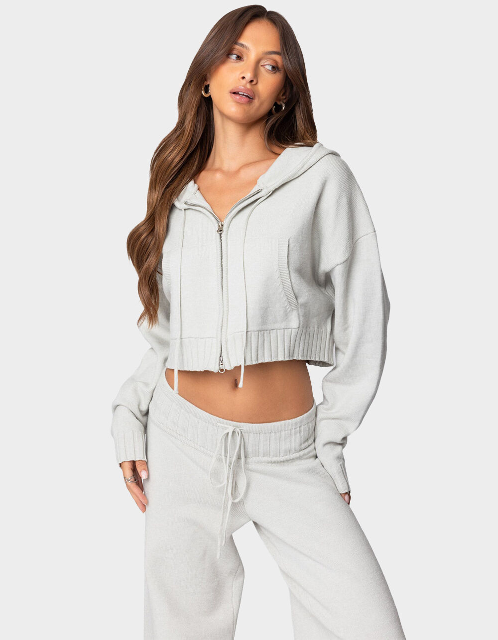 EDIKTED Russell Straight Leg Knit Pants - GRAY | Tillys