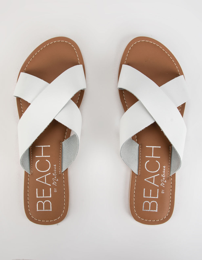 BEACH By Matisse Criss Cross Womens White Slide Sandals image number 1