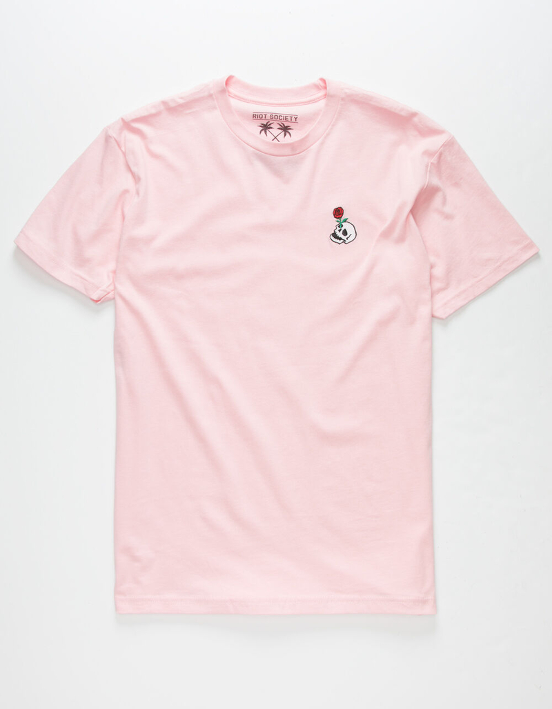 RIOT SOCIETY Skull Rose Embroidery Mens T-Shirt image number 0