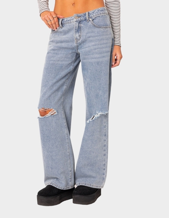 EDIKTED Debbie Distressed Low Rise Jeans Primary Image