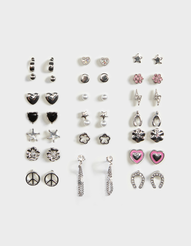 FULL TILT 20 Pack Rhinestone Lucky Earring Set image number 0