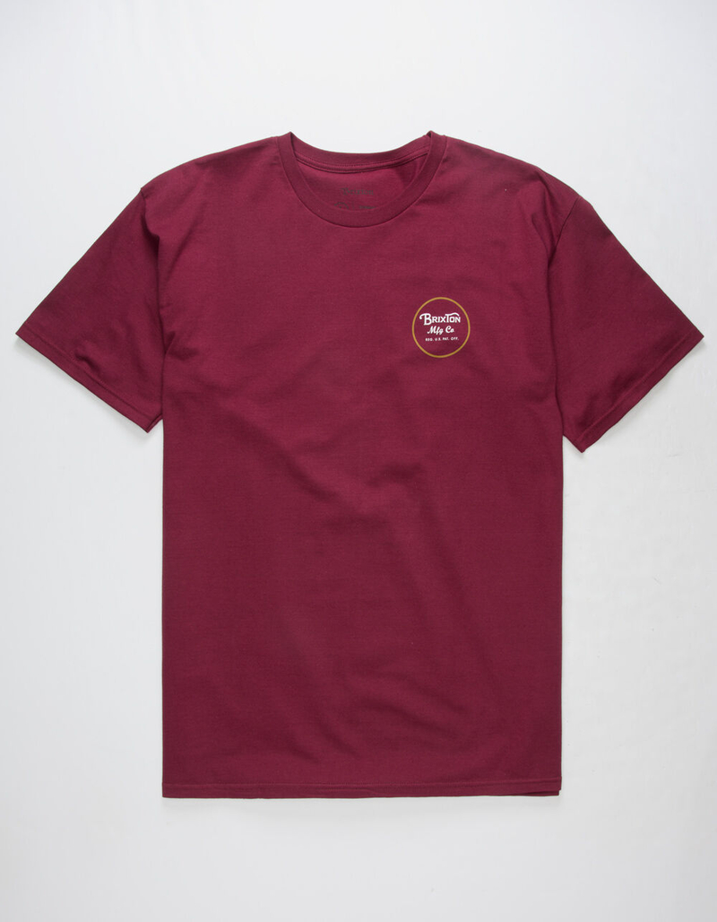 BRIXTON Wheeler II Burgundy Mens T-Shirt image number 1