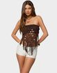 EDIKTED Handkerchief Backless Crochet Fringed Top image number 1