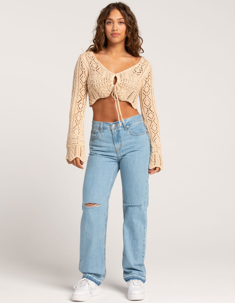 WEST OF MELROSE Womens Crochet Sweater image number 3