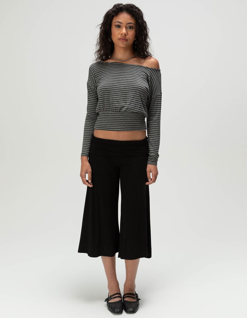 RSQ Womens Stripe Off The Shoulder Long Sleeve Top image number 1