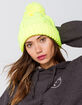 AQUARIUS Cable Knit Self Pom Yellow Womens Beanie image number 2