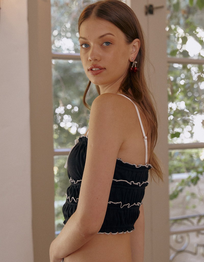 WEST OF MELROSE Pointelle Ribbon Womens Tank Top image number 2