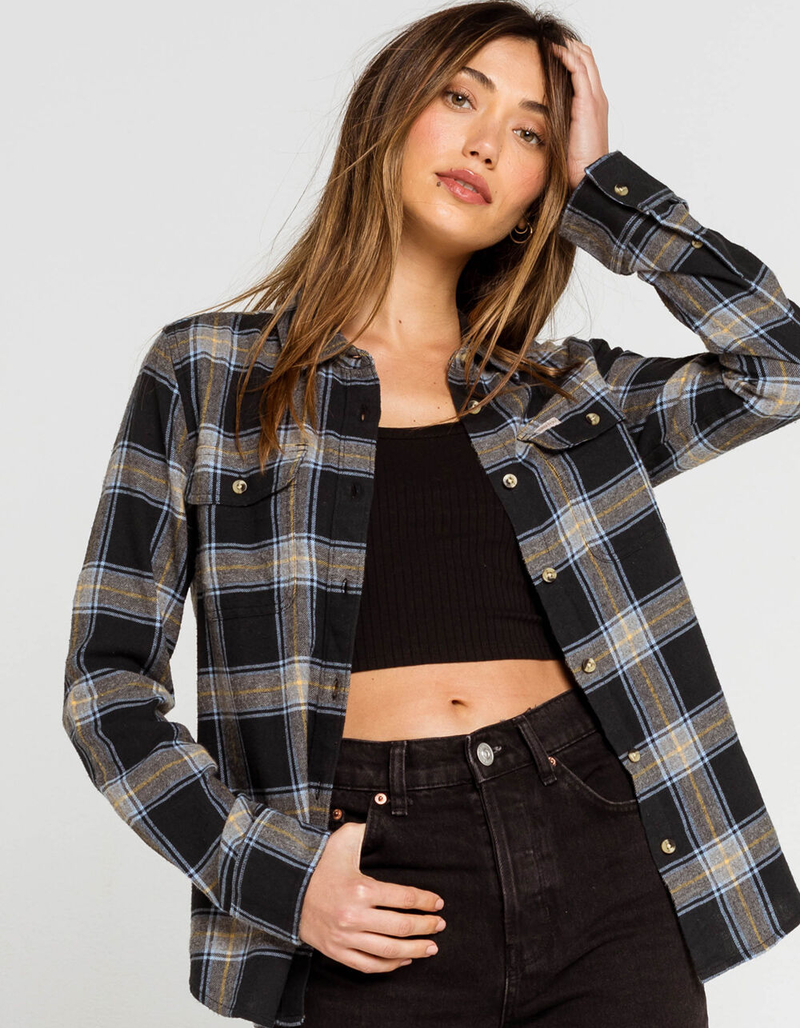 BRIXTON Bowery Womens Navy Flannel Shirt image number 1