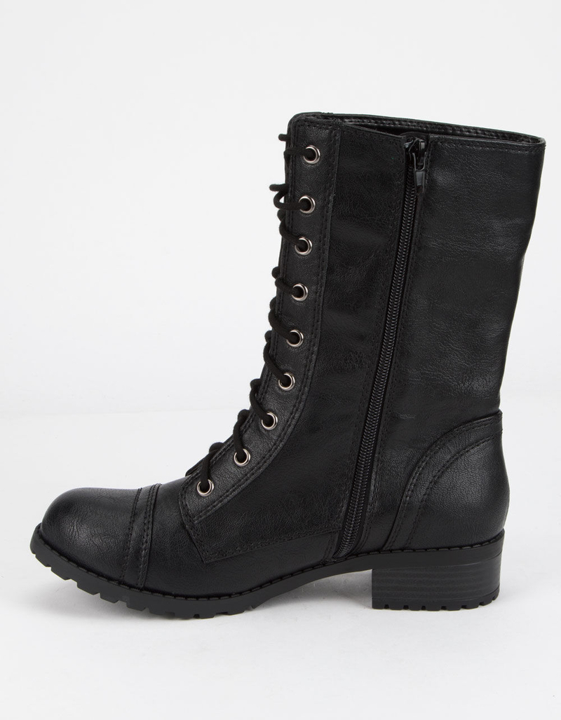 SODA Lace Up Black Womens Combat Boots image number 2