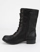 SODA Lace Up Black Womens Combat Boots image number 3
