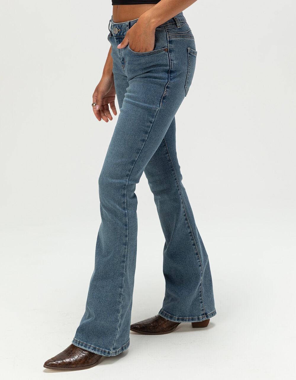 RSQ Womens Low Rise Butterfly Bootcut Jeans - MEDIUM WASH