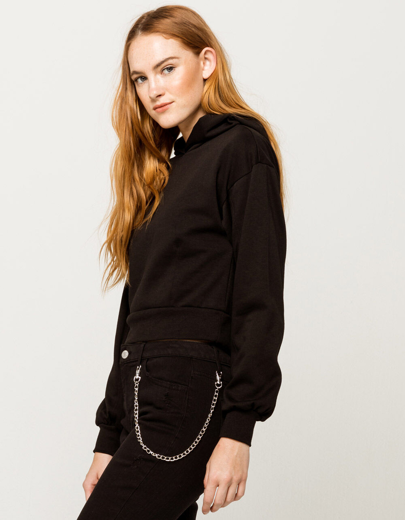 FULL TILT Fleece Crop Black Womens Hoodie image number 1