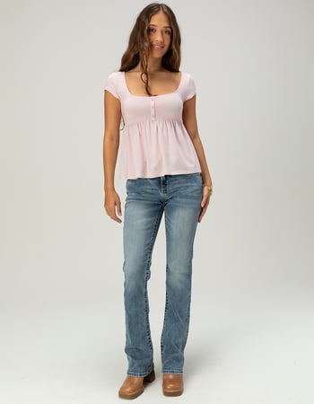 RSQ Womens Henley Babydoll Top Alternative Image