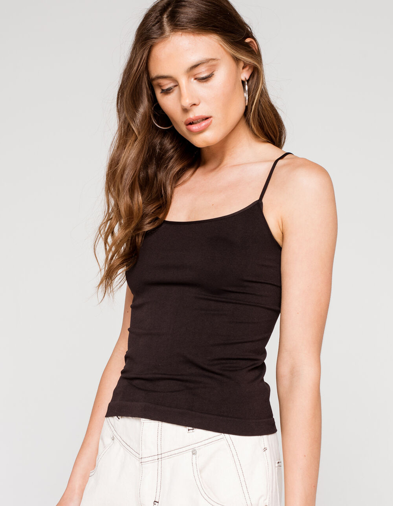 FULL TILT Shorter Seamless Womens Black Cami image number 1