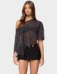 EDIKTED Sheer Chiffon Asymmetric Polka Dot Poncho image number 1