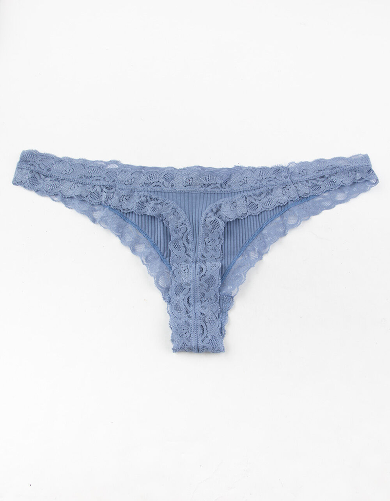 FULL TILT Rib Lace Periwinkle Womens Thong image number 1