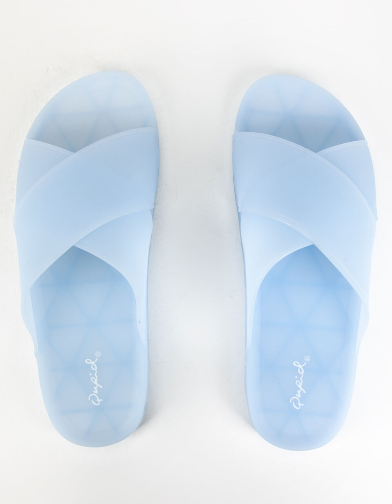 QUPID Criss Cross Womens Baby Blue Jelly Sandals image number 1