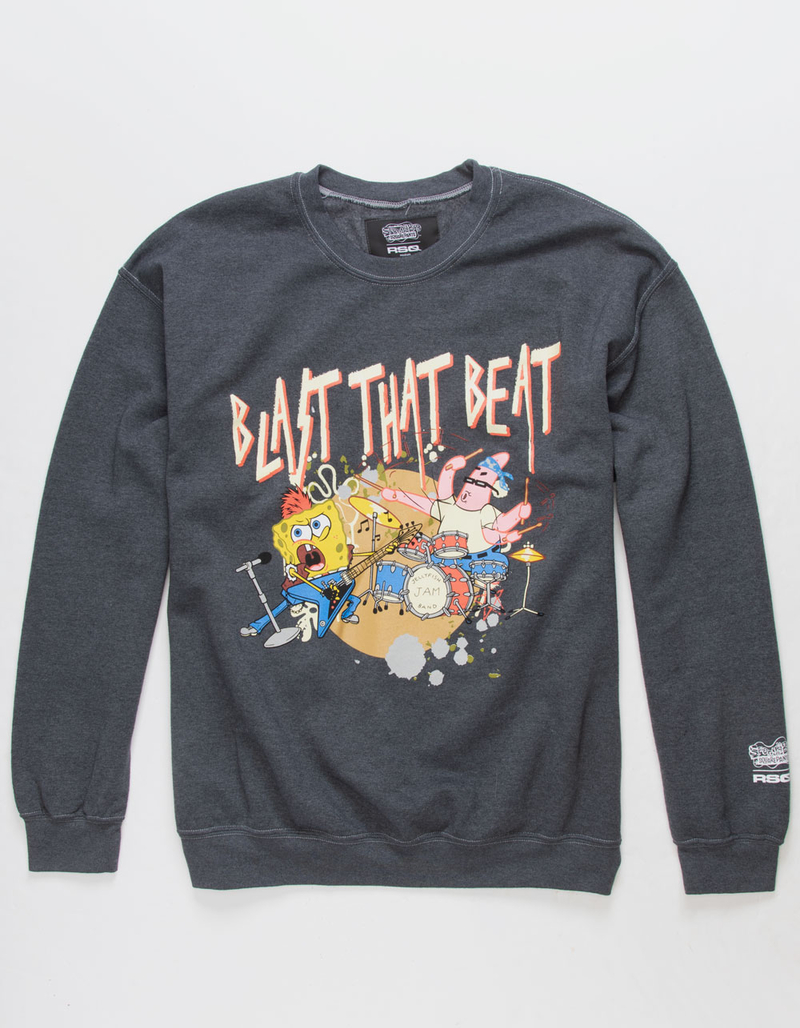 RSQ x SpongeBob Blast That Beat Mens Crewneck Sweatshirt image number 1