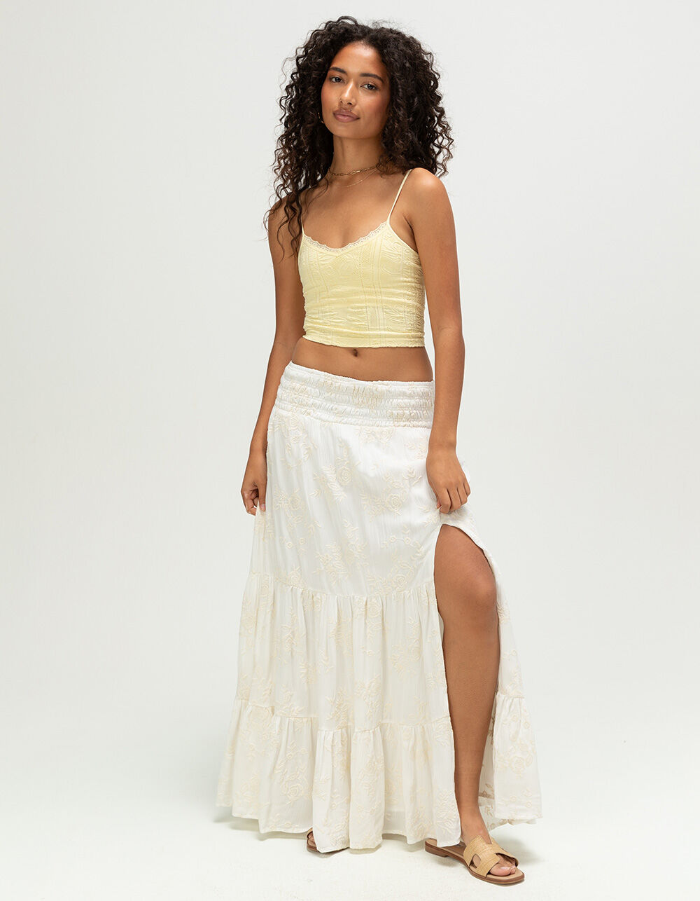 WEST OF MELROSE Womens Embroidered Maxi Skirt - CREAM | Tillys