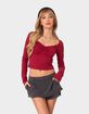 EDIKTED Nat Ruched V-Neck Top image number 1