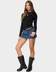 EDIKTED Stitched Up Denim Mini Skort image number 4