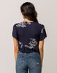 SKY AND SPARROW Embroidered Tie Front Womens Crop Top image number 2