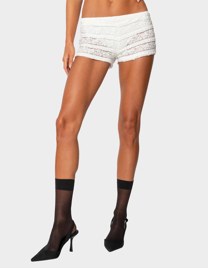 EDIKTED Maisley Sheer Lace Shorts image number 0