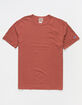 CHAMPION Script Embroidered Mens Coral Vintage Dye T-Shirt image number 1