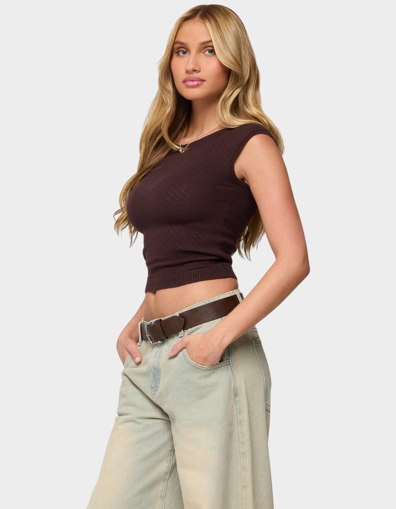 EDIKTED Jarah Pointelle Knit Boat Neck Top image number 1