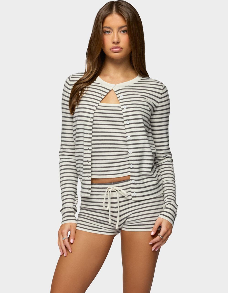 EDIKTED Lillian Striped Button Up Knit Cardigan image number 0