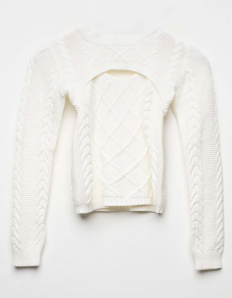 WHITE FAWN Girls Cable Sweater Shrug Set image number 0