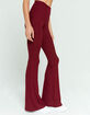 SKY AND SPARROW Rib Womens Burgundy Flare Pants image number 2