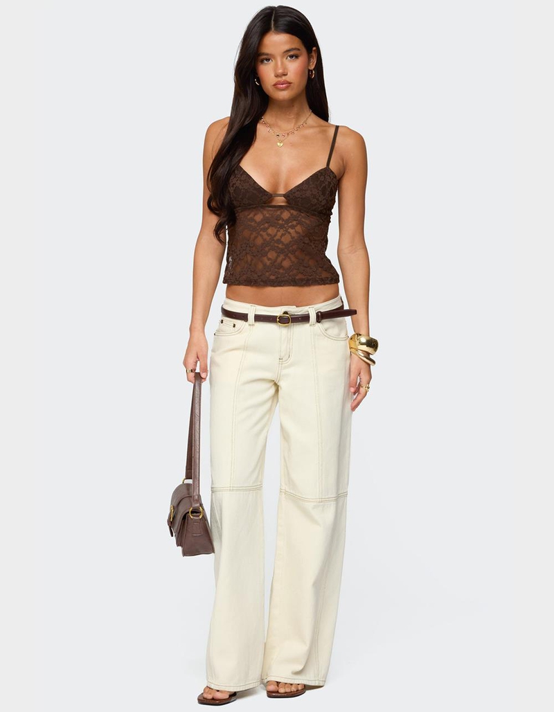 EDIKTED Sheer Lace Cut Out Tank Top image number 1