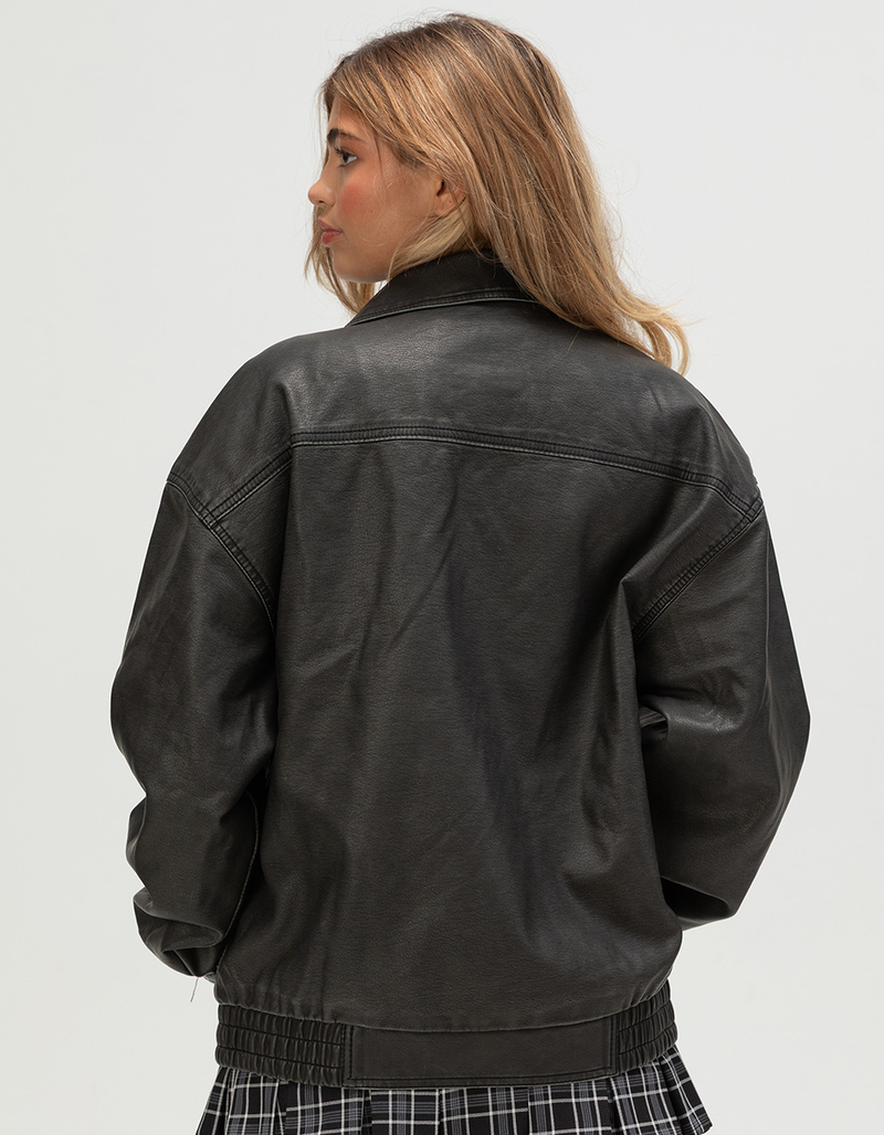 RSQ Womens Oversized Faux Leather Bomber Jacket image number 4