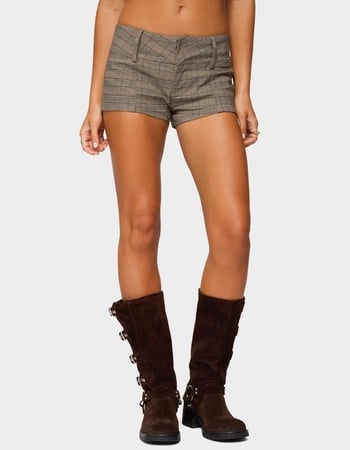 EDIKTED Ayvey Plaid Tailored Micro Shorts Primary Image