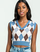 RSQ Small Print Argyle Womens Vest image number 1