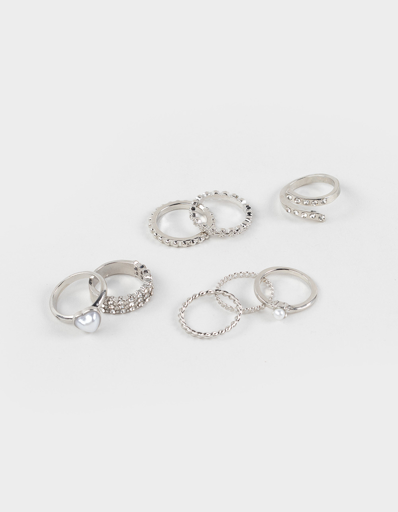 FULL TILT 8 Pack Stone/Heart/Pearl Rings image number 0