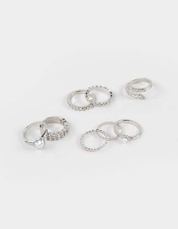 FULL TILT 8 Pack Stone/Heart/Pearl Rings Primary Image