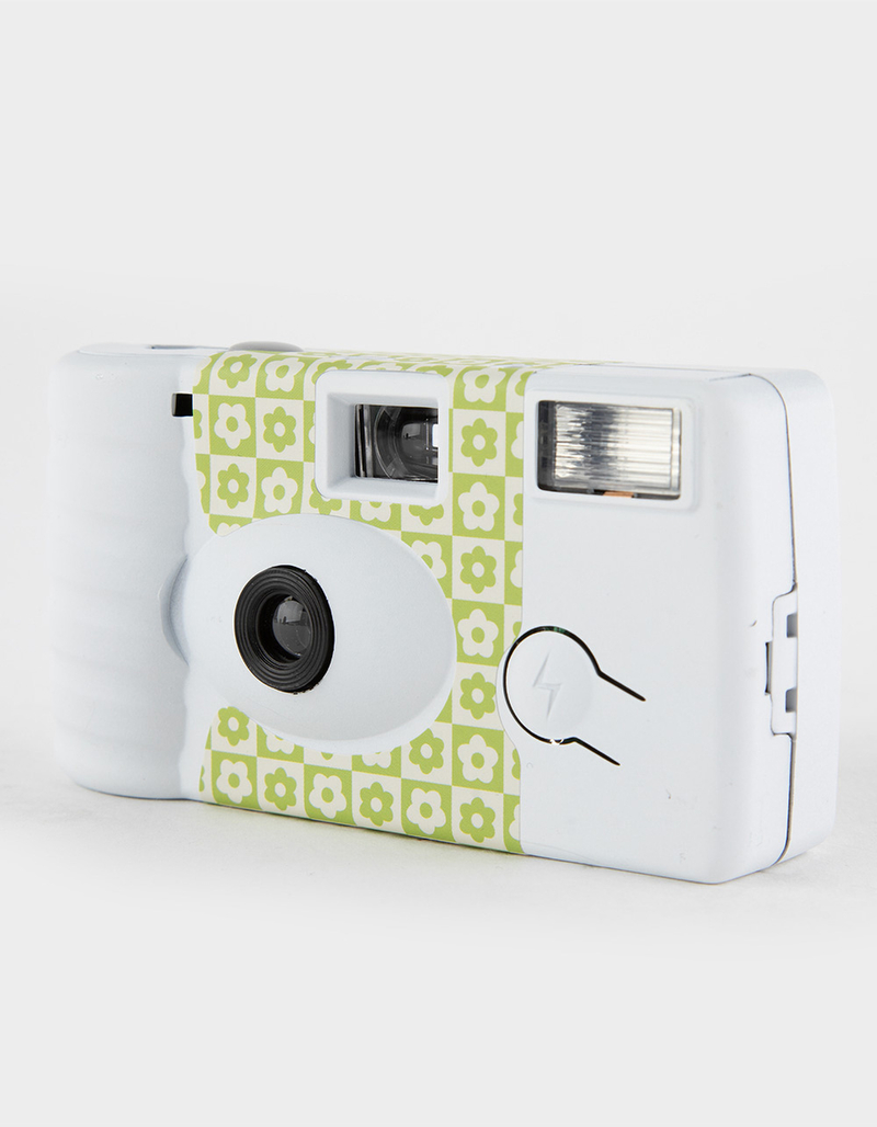 Blooming Checkered Disposable Camera WHT/GREEN Tillys