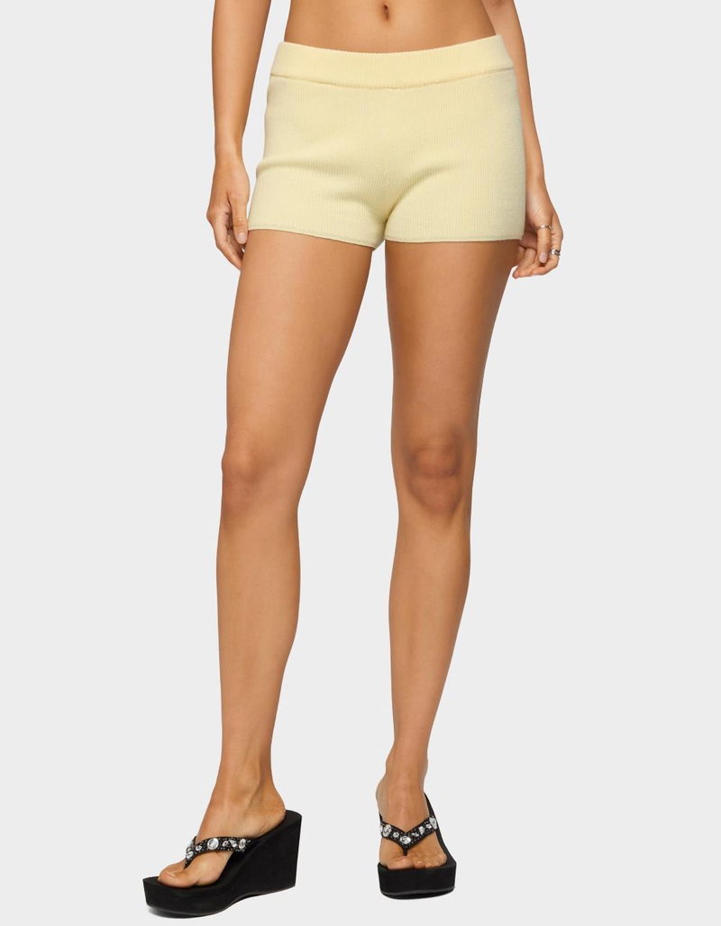 EDIKTED Lorie Mid Rise Ribbed Knit Shorts image number 0