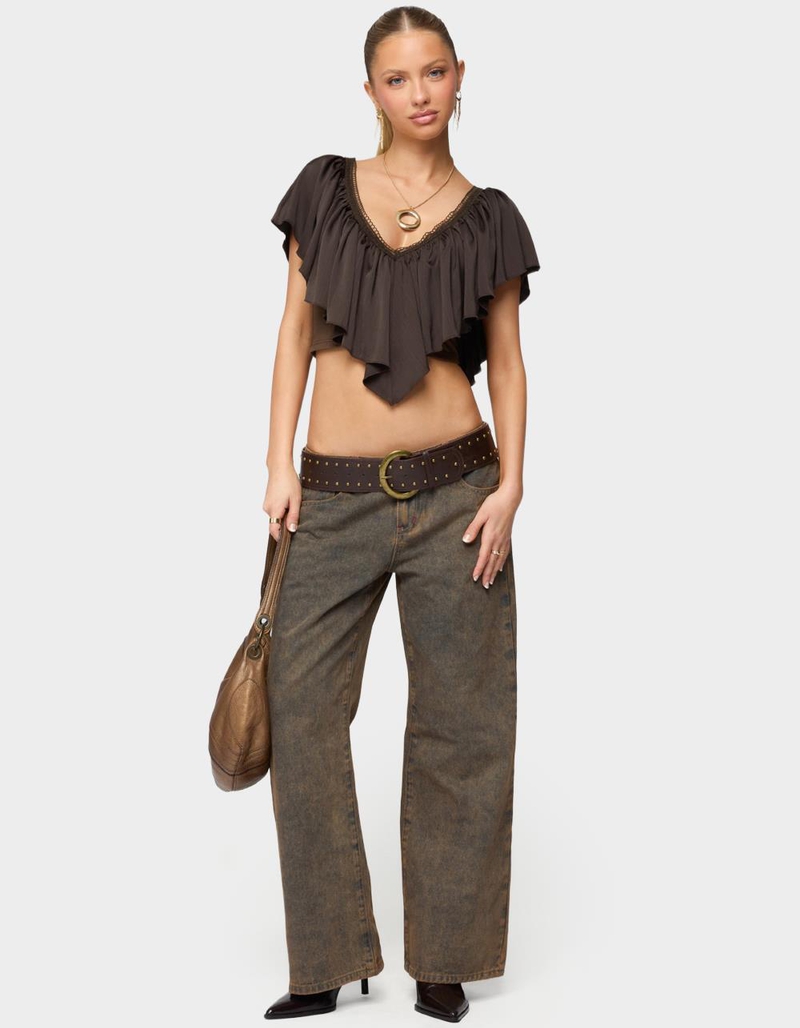 EDIKTED Deena Ruffled V-Neck Top image number 4