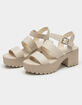 SODA Lug Sole Ankle Strap Womens Nude Platform Sandals image number 1