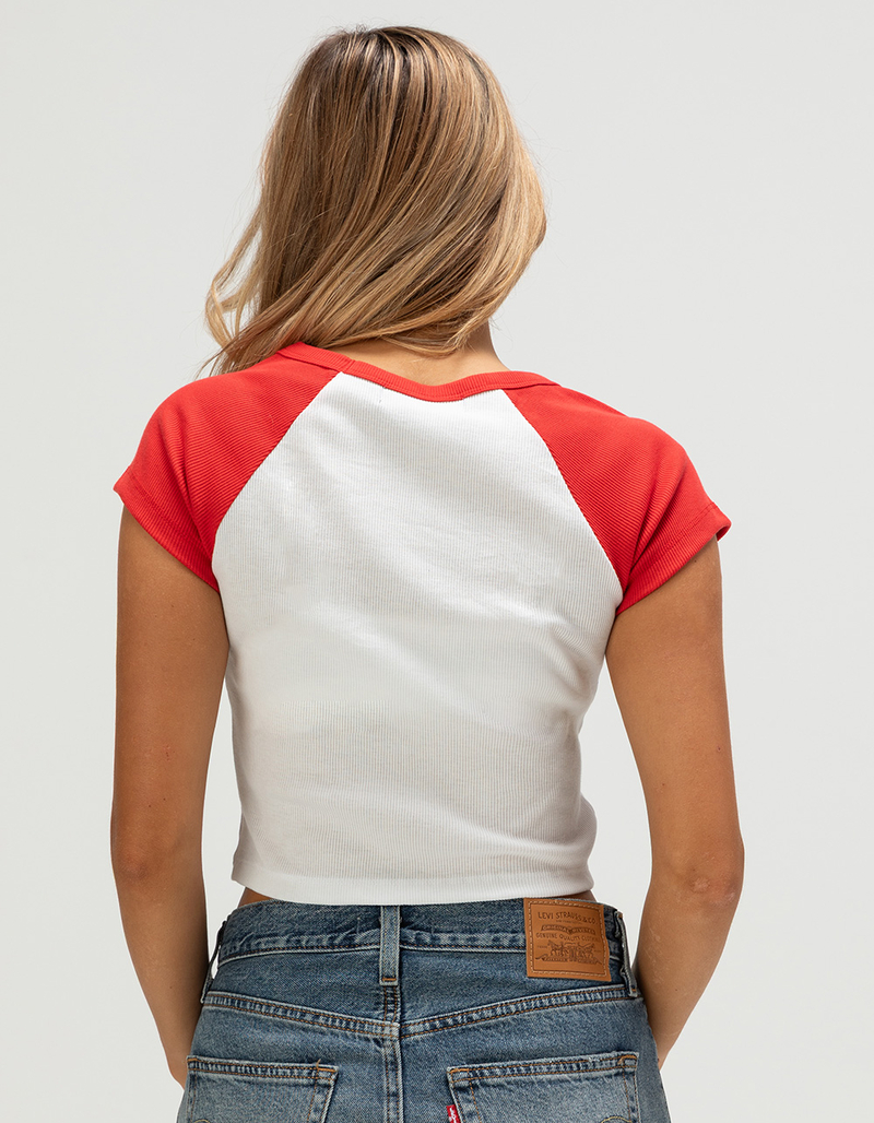 RIOT SOCIETY Embroidered Hibiscus Womens Raglan Tee image number 3