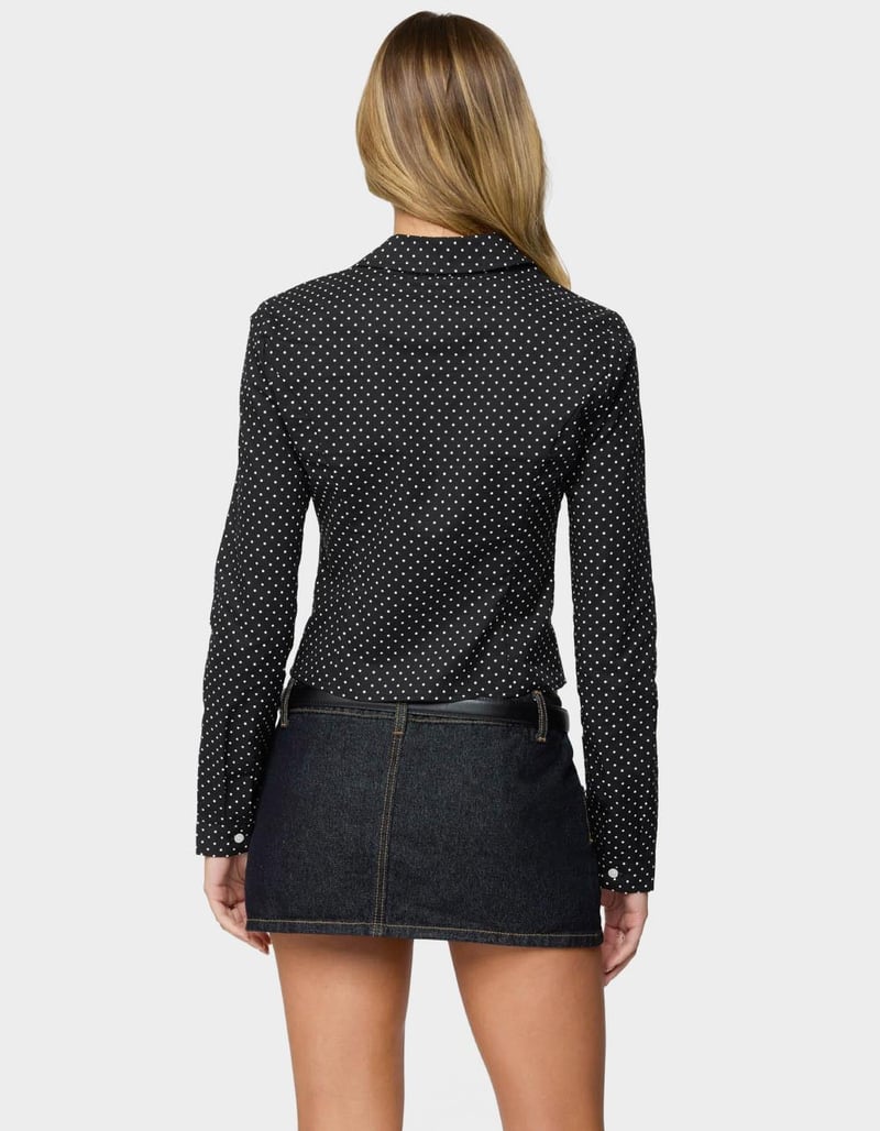EDIKTED Ilia Polka Dot Button Up Shirt image number 2