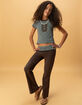 FULL TILT Girls Stripe Fold Over Flare Pants image number 1